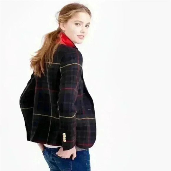 J crew collection green plaid blazer size xs 2 - Picture 3 of 16